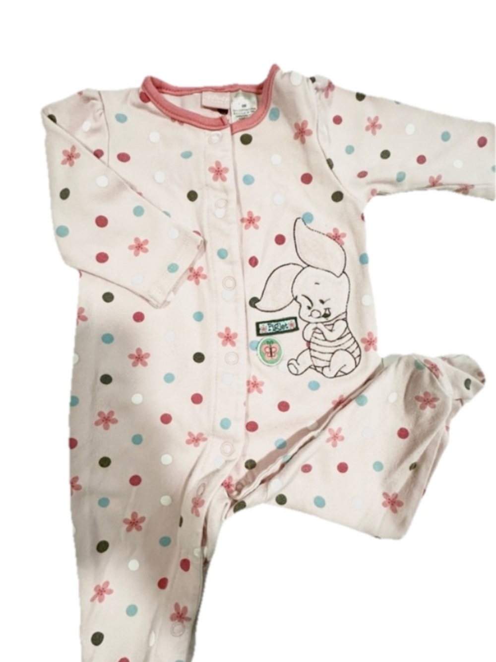 Disney Piglet pink Polka Dot Baby Footie One-Piece